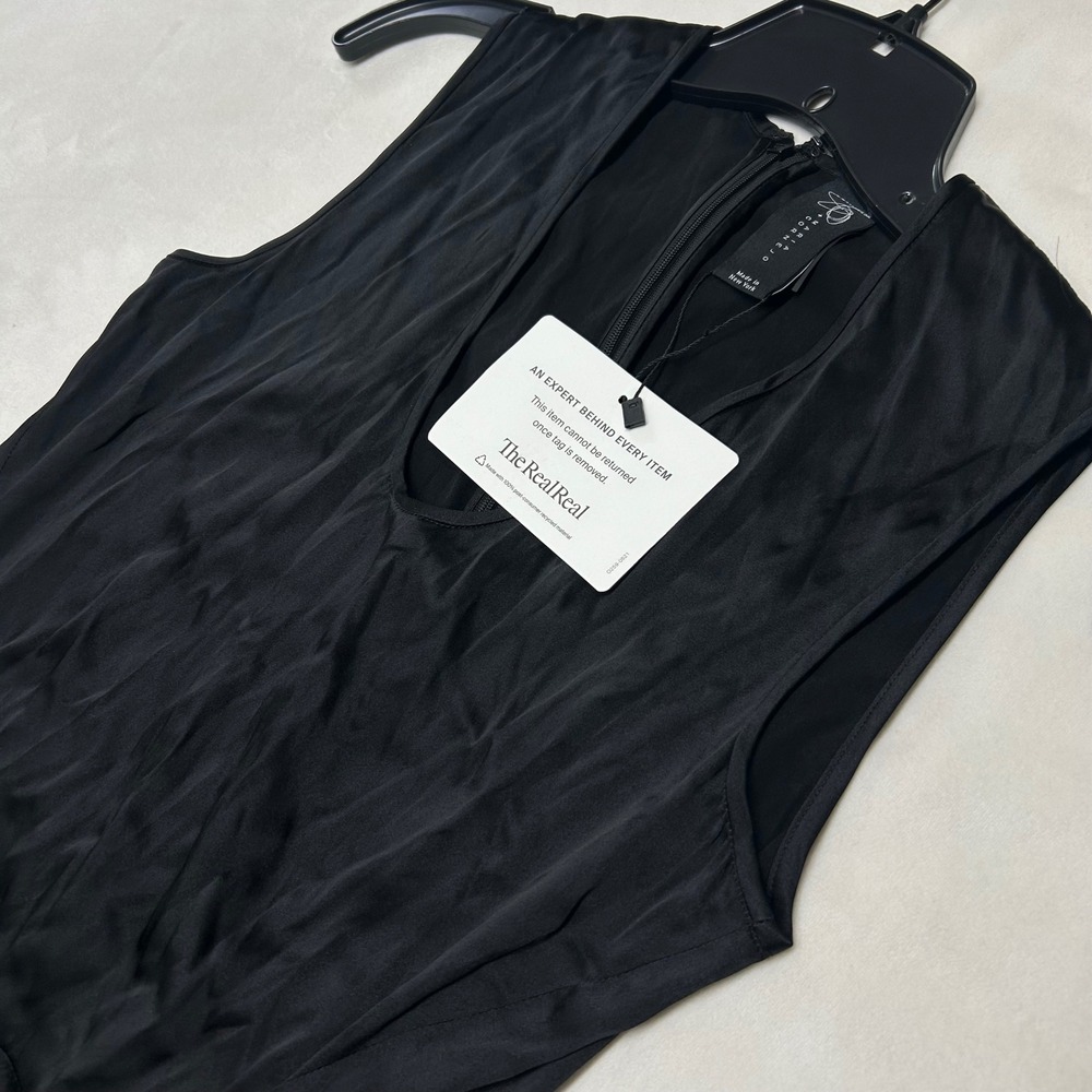 Zero + Maria Cornejo Black Silk Blend Sleeveless V-Neck Tulip Wrap Maxi Dress 0